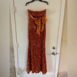 Orange strapless dress